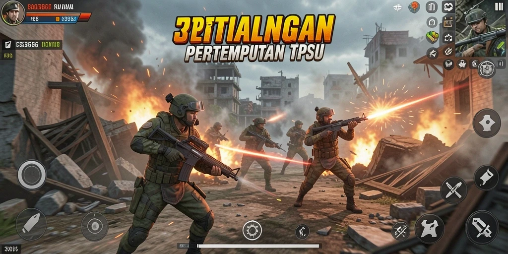 Tampilan aksi mendebarkan di dalam gameplay TPS 333666.