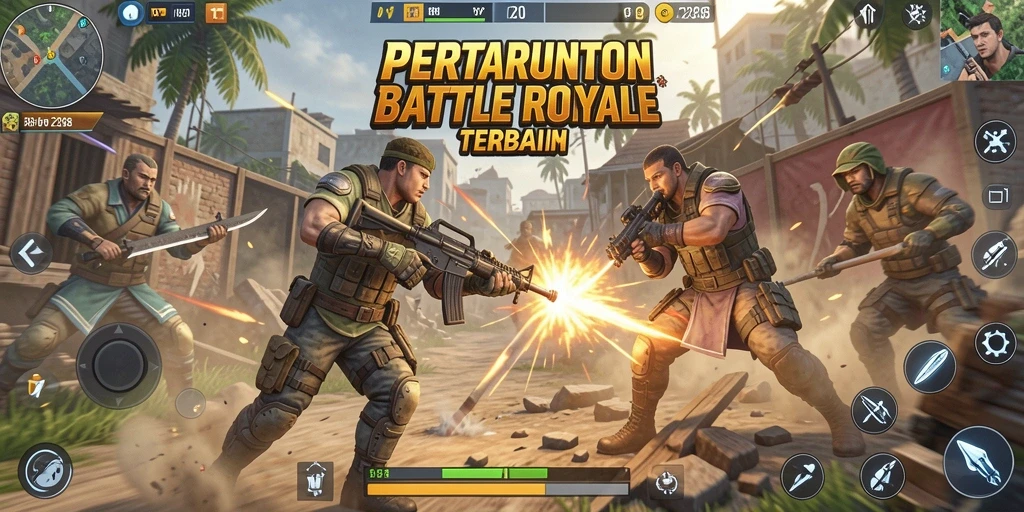 Screenshot gameplay API288 menampilkan pertempuran seru dalam Battle Royale.