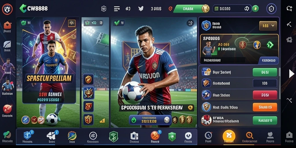 Screenshot utama CW8888 menampilkan tampilan taruhan olahraga yang menarik.