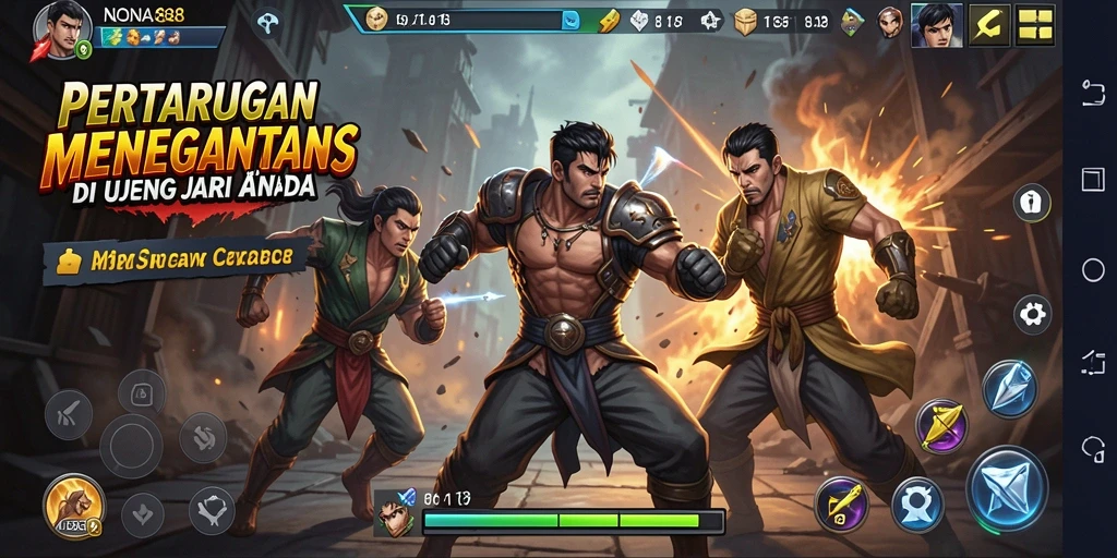 Tangkapan layar gameplay NONA88 dengan aksi pertarungan yang intens.