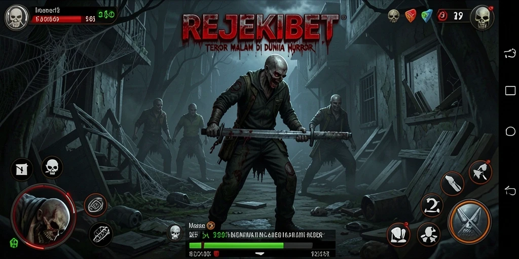 Tampilan mencekam dari gameplay REJEKIBET saat menghadapi kegelapan.