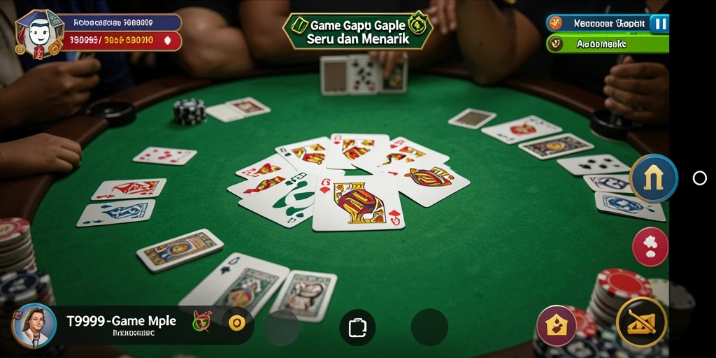 Screenshot gameplay T9999 yang menampilkan sesi bermain Gaple.
